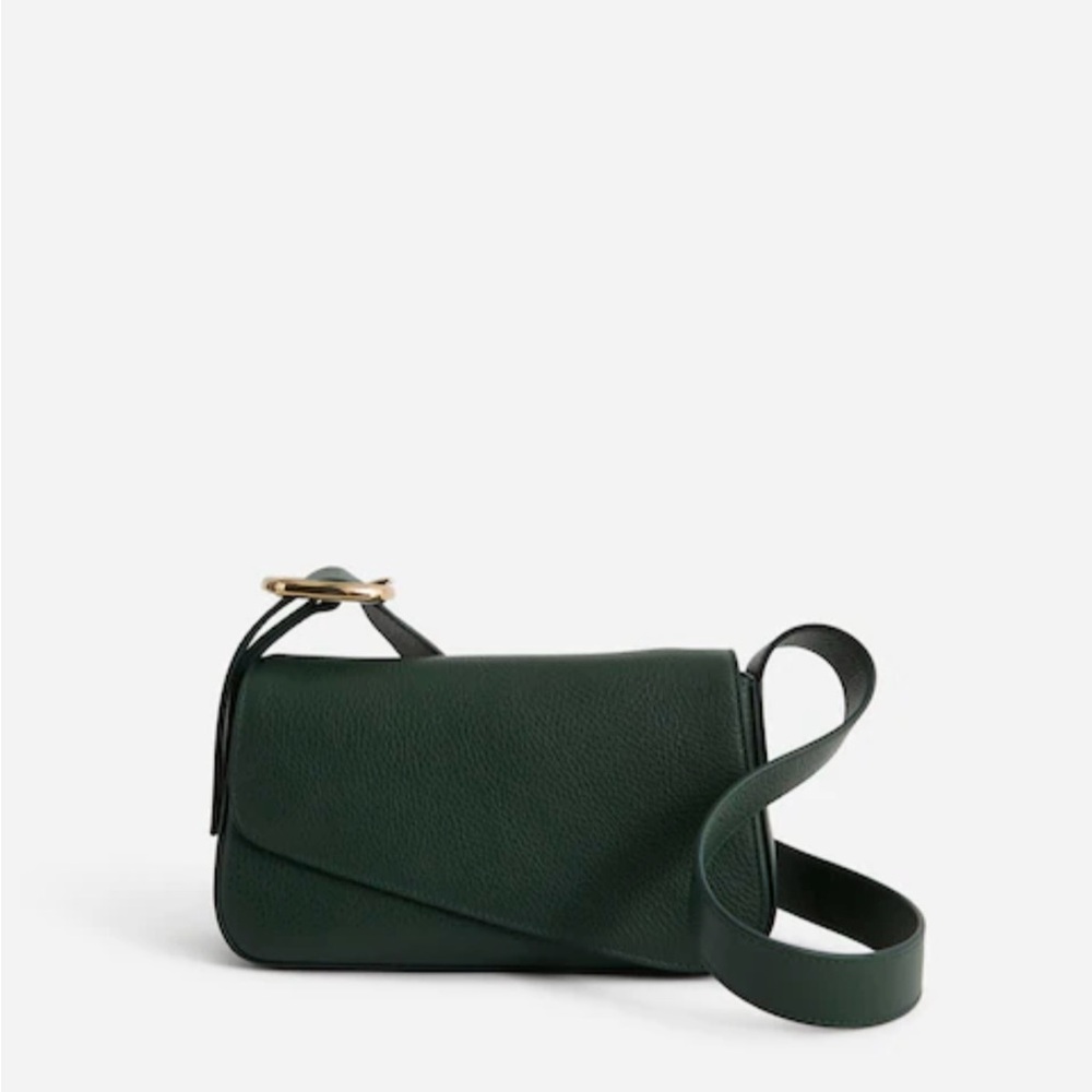 Madewell Dark Green Crossbody Bag with Large Gold Buckle